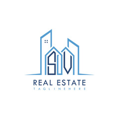 initial monogram logo for real estate With building and home shape creative design.
