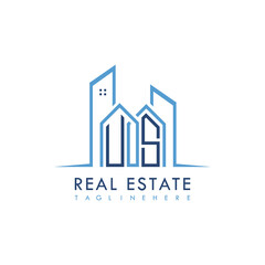 initial monogram logo for real estate With building and home shape creative design.
