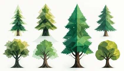 Obraz premium Abstract tree icons using geometric shapes for a contemporary and visually striking eco friendly aesthetic.