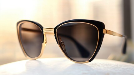 Stylish Black and Gold Cat Eye Sunglasses