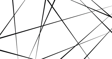 Random chaotic lines abstract geometric pattern. Random geometric line seamless pattern. Black outline monochrome texture. Vector illustration.