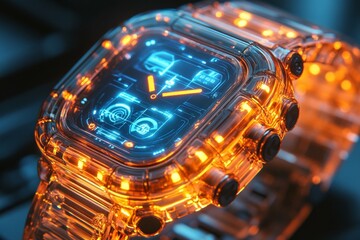 Futuristic Transparent Glowing Smart Watch