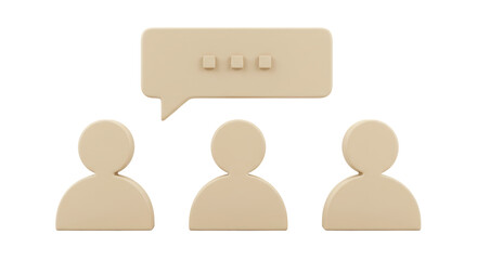 Isolated Three Figures with Speech Bubble