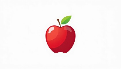 Fototapeta premium Contemporary Apple Graphic Flat Design Red Apple Icon with Green Leaf Element. White Background for Versatility