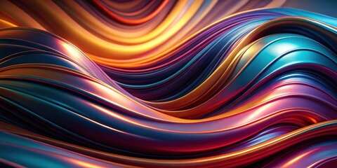 Obraz premium Abstract Swirling Waves of Vibrant Hues and Glossy Sheen