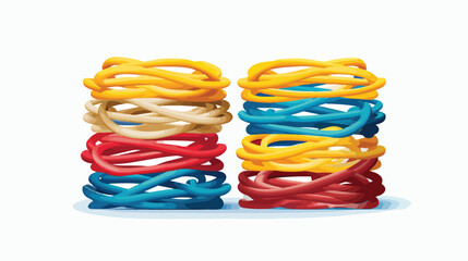 Professional Stacked Elastic Rubber Bands on White Background Vector Illustration