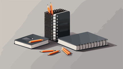 Professional Stationery Holder and Notebooks on Grey Background for Office Organization and Supplies