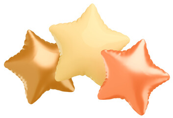 3D画像_星型の風船_黄色