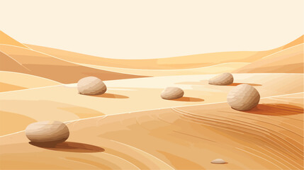 Zen Stones on Sand with Calm Lines - Vector Illustration for Meditation Concept