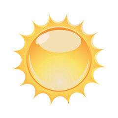 Sun icon 3D. Hot sunlight. Day, morning. Abstract golden solar sign. EPS 10 Vector Illustrations