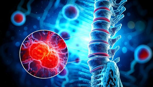 Medical illustration of bone cancer