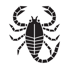 A logo design of a scorpion with its tail curled up. The scorpion is made of a series of geometric shapes, particularly circles and straight lines. The background is white.