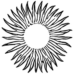 Sun woodcut tattoo art isolated on a background