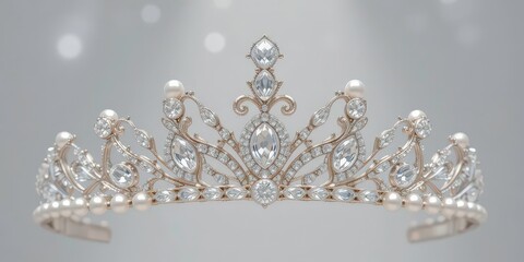  Jewel Pearl and Diamond Crown Jewelled Head Crown set on a Transparent Backdrop for Art Design and Royal Illustration