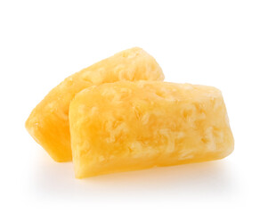 pineapple chunks. pieces of Pineapple  isolated on white