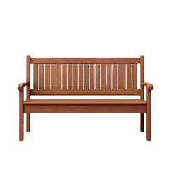 Outdoor wooden bench display garden setting cutout background natural environment front view relaxation concept