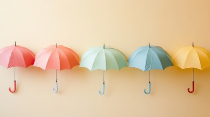 Colorful Umbrellas Hanging on a Wall