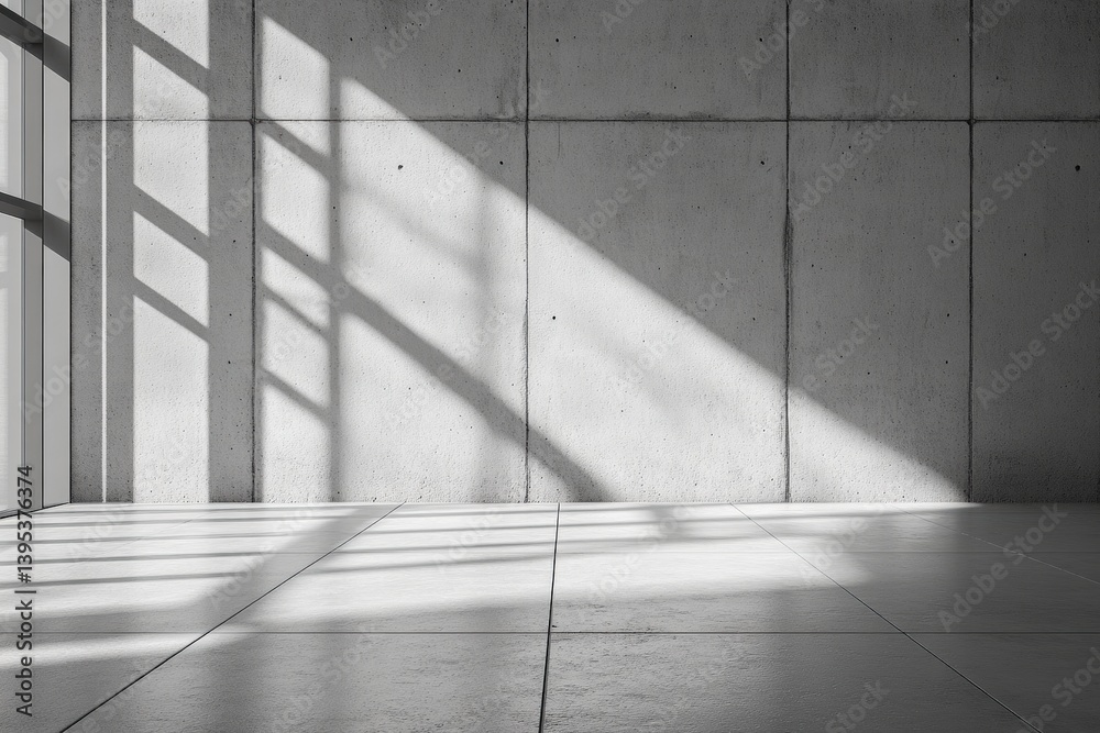 Poster Sunlight casting shadows in empty concrete room