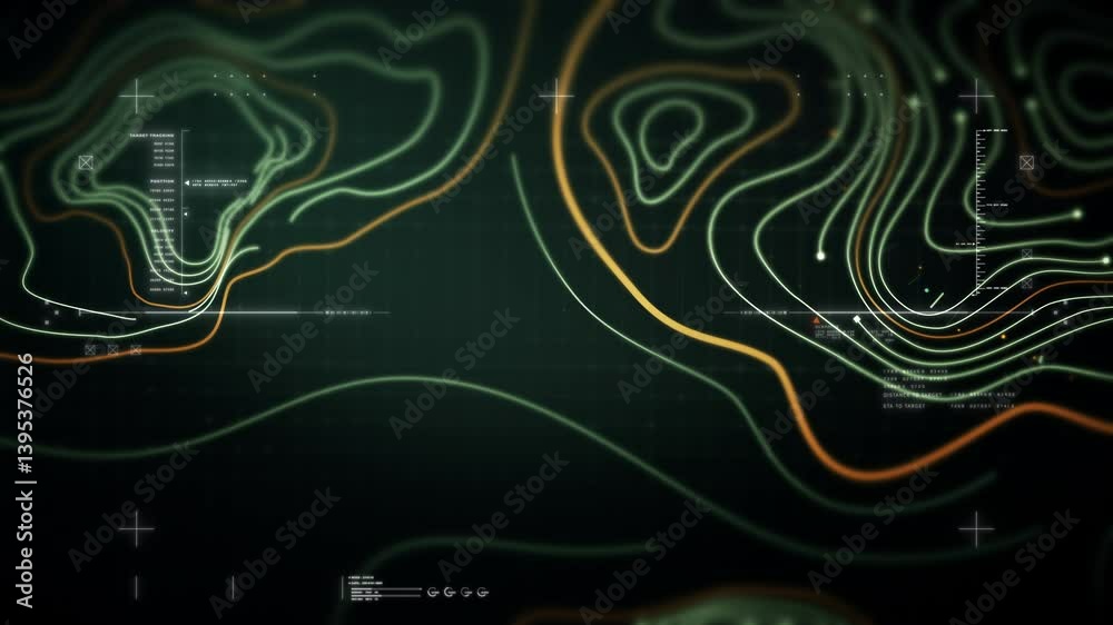 Poster Futuristic Holographic Terrain environment, geomorphology, topography loop motion graphic user interface head up display screen