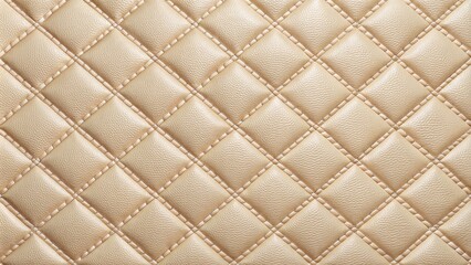 Obraz premium Diamond-stitched beige leather texture background ideal for upholstery, furniture, and fashion design applications