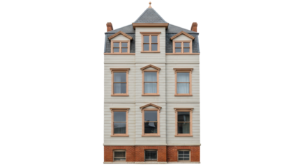 Isolated Three-Story House Facade