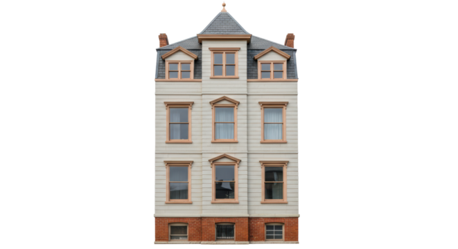 Isolated Three-Story House Facade