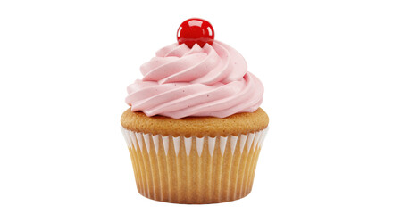 Isolated Cupcake with Cherry Topping