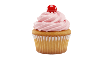 Isolated Cupcake with Cherry Topping