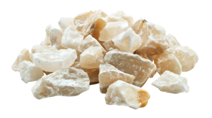 Pile of big stoned white salt isolated on white