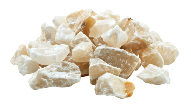 Pile of big stoned white salt isolated on white