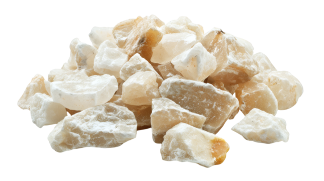 Pile of big stoned white salt isolated on white
