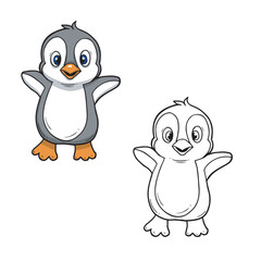 cartoon penguin vector illustration. Drawing. Simple. Easy to edit. 