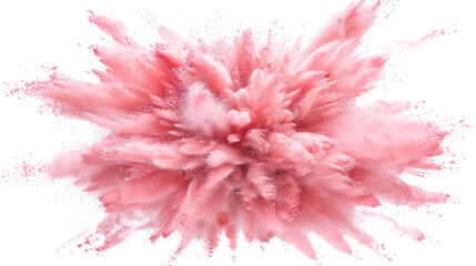 Pink powder explosion isolated on white