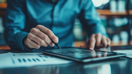 Inventory manager checking a warehouse stock list on a tablet.