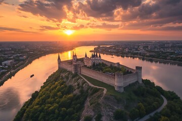 Castle Sunset Aerial View