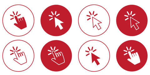 hand click icon set. contain cursor, pointer, touch screen finger icon symbol sign.  