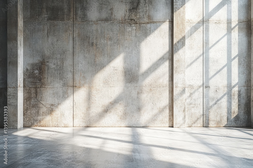 Aufkleber sunlight casting shadows in empty concrete room