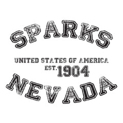 vintage college varsity nevada's sparks city slogan emblem print with grunge effect for graphic tee t shirt or sweatshirt - vector