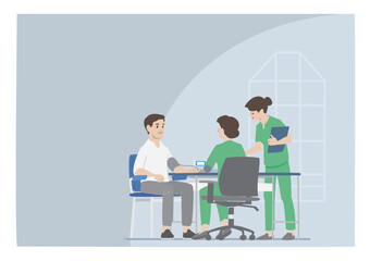 nurses activity check patient for blood pressure monitoring health using technology to detect hypertension