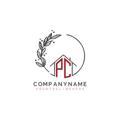 initial monogram logo for real estate With circle home shape creative design.