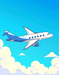 Naklejka premium Plane Flying in the Blue Sky
