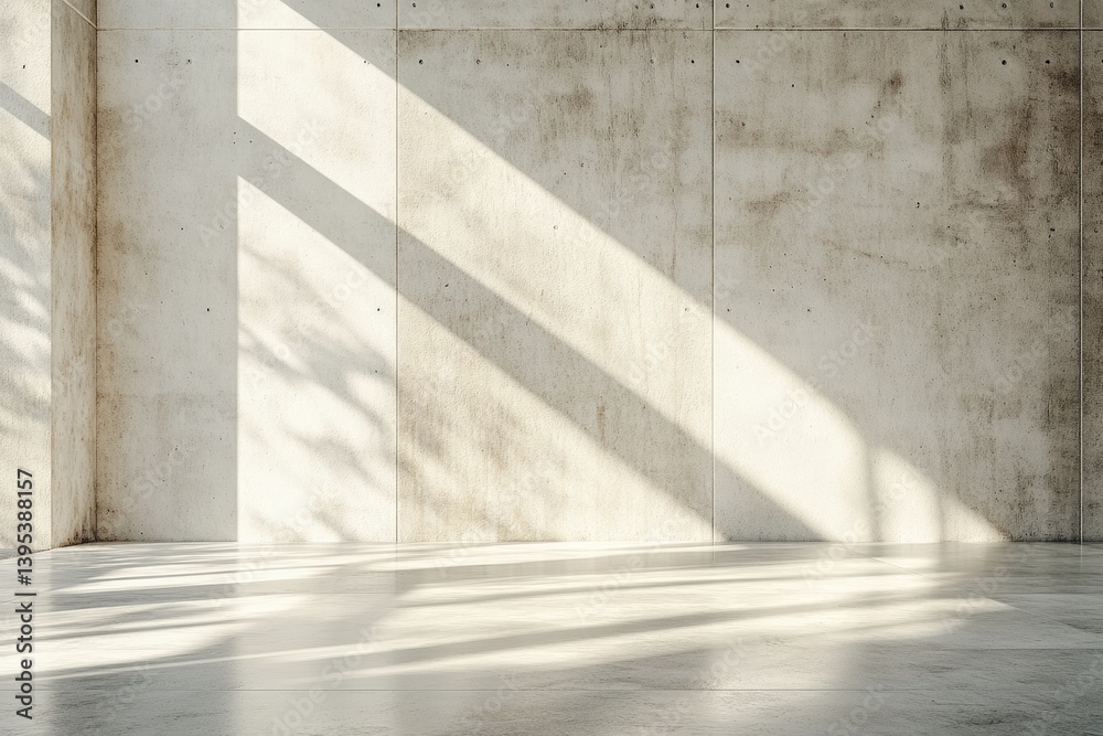 Aufkleber sunlight casting shadows in empty concrete room