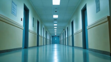 Long Hospital Corridor Interior