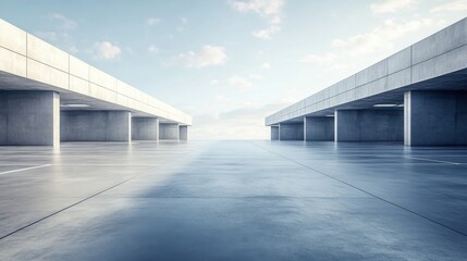 Obraz premium Empty Modern Concrete Parking Garage