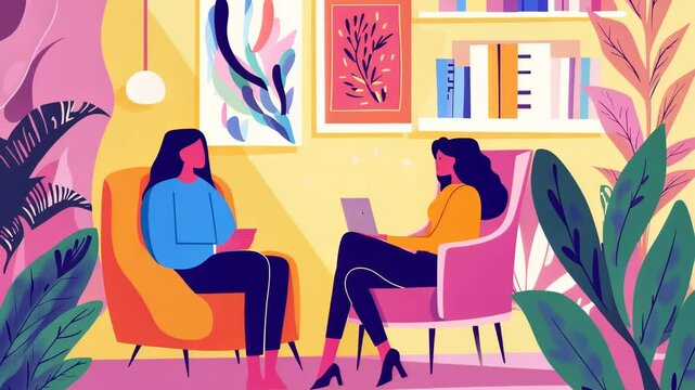 Fashionable Woman in Cafe Vector Illustration with Coffee and Tea at Table