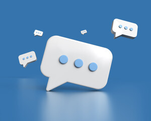 Floating Speech Bubbles on a Blue Background Representing Communication