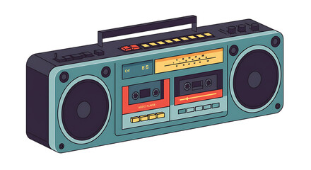 Analog Tech Reimagined – Modern Cassette Player | Illustration or photo of a cassette player redesigned with sleek modern colors and minimalist UI