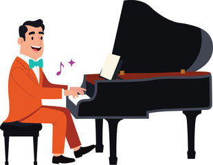 Jazz Musician Playing Grand Piano