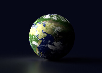 Planet Earth in Space Depicted with Illuminated Landmasses and Natural Clouds