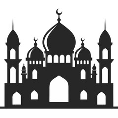 Silhouette of a Traditional Islamic Mosque Architecture

